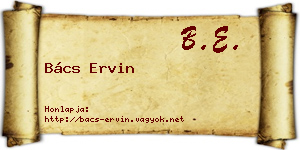 Bács Ervin névjegykártya