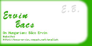 ervin bacs business card